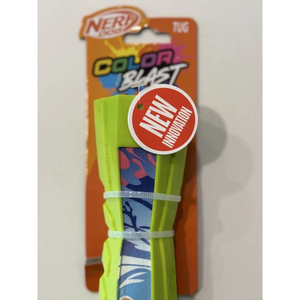 Nerf Color Blast Tug Dog Toy NF-9285 Neon Yellow Blue Pink Orange